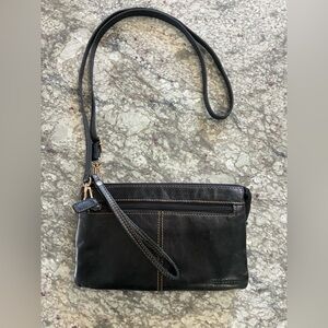 Elegant Jack Georges Black Leather Wristlet